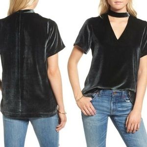 Madewell Green Velvet Choker Top